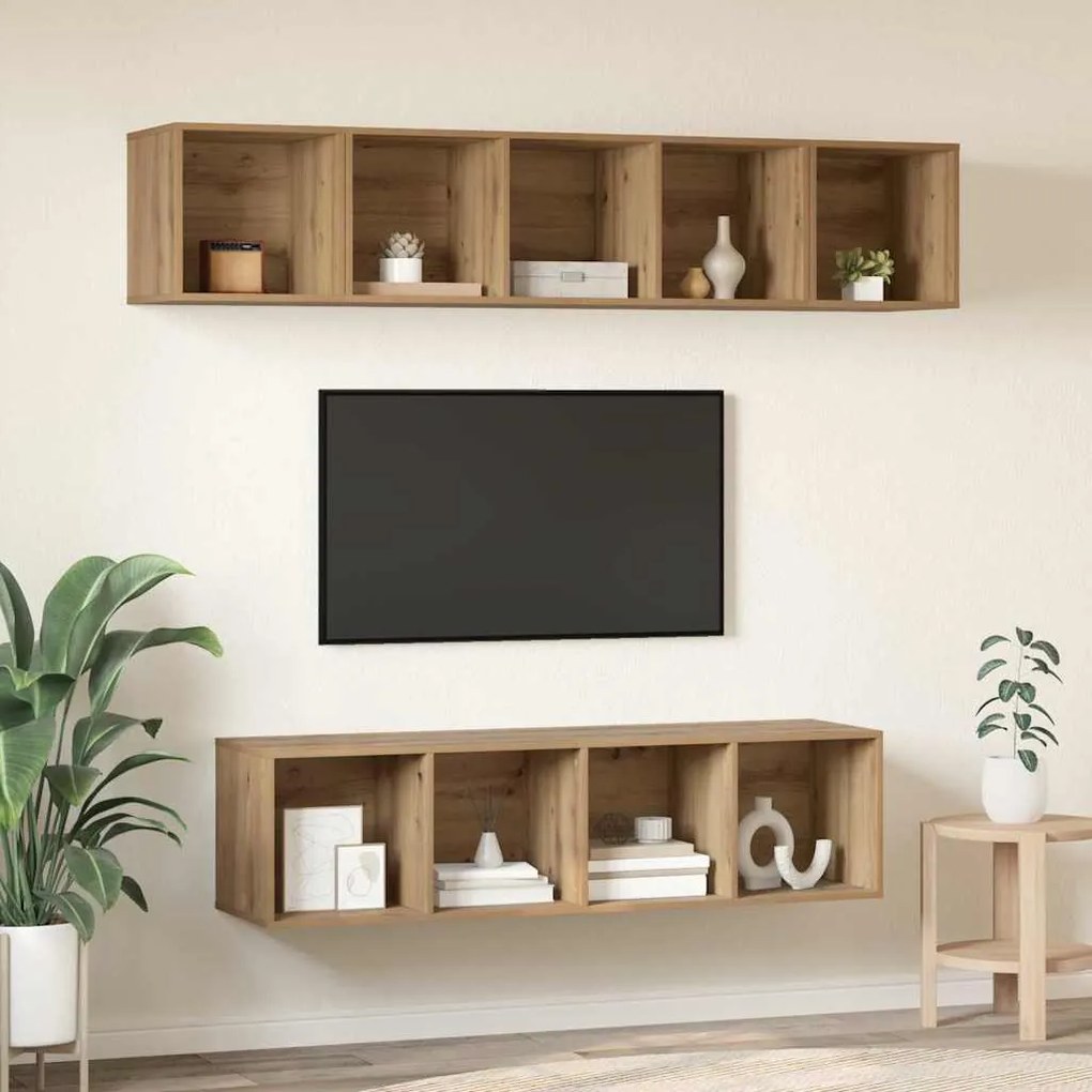 Conjunto de móvel de TV 4 pcs carvalho artisiano