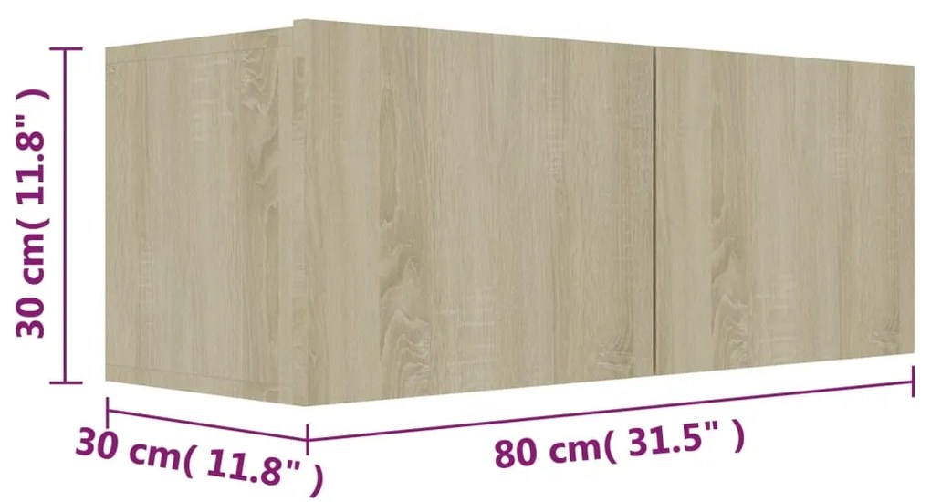 3pcs conjunto de móveis de TV derivados madeira carvalho sonoma