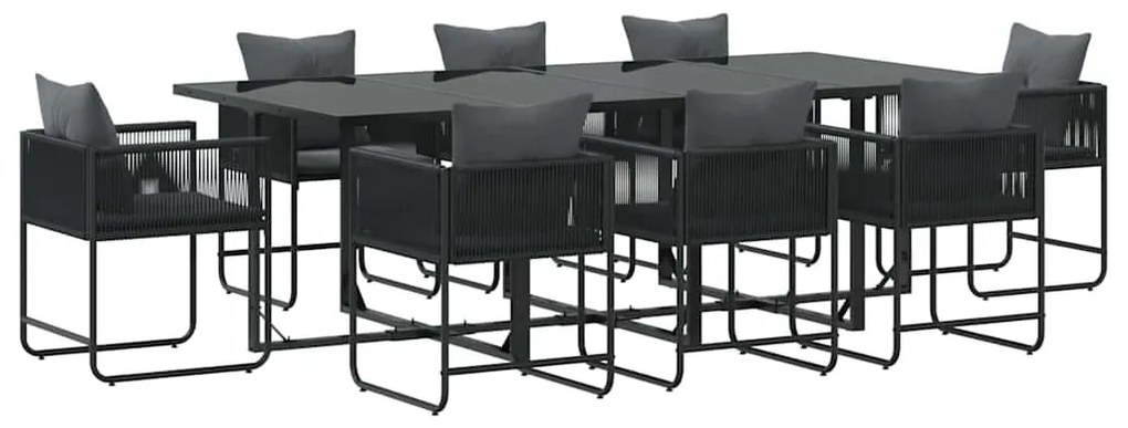 Conjunto de Jantar de Jardim com 12 Peças e Almofadas em Aço e Rattan