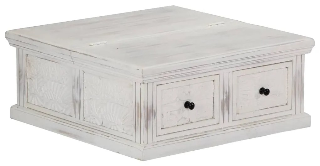 vidaXL Mesa de centro 70x70x30 cm madeira de mangueira maciça branco