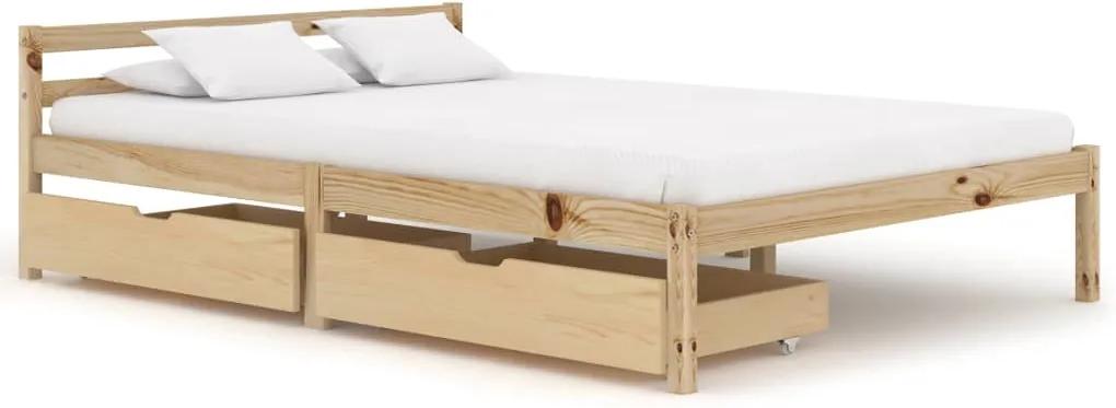 Estrutura de cama com 2 gavetas 120x200 cm pinho maciço