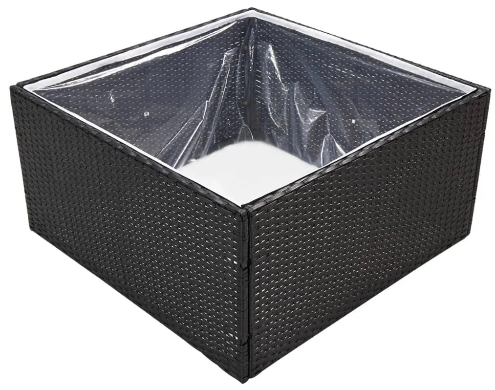 Vaso/floreira de jardim 80x80x40 cm vime PE preto