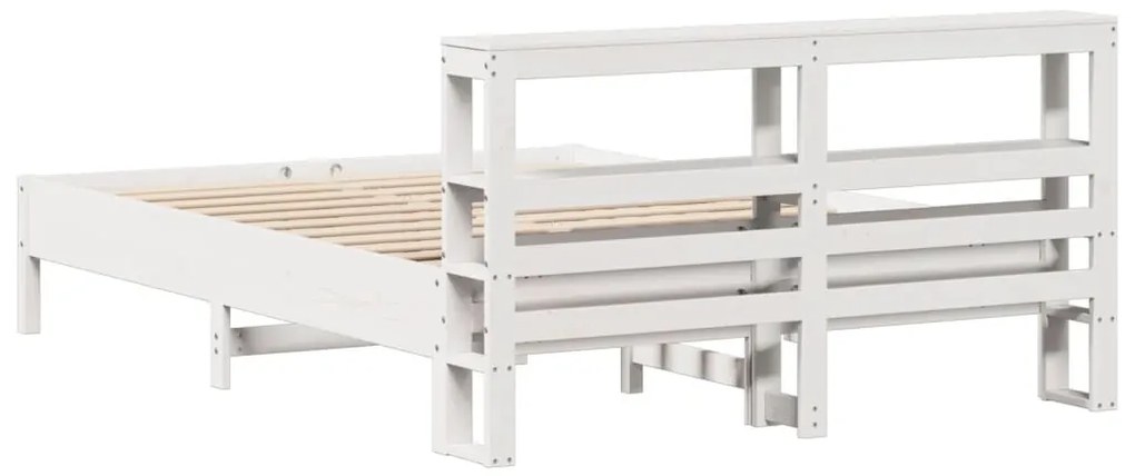 Cama sem colchão 140x200 cm madeira de pinho maciça branco