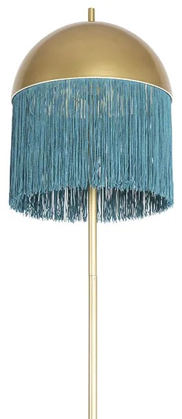 Candeeiro de pé oriental dourado franjas azuis 30cm - FRINGLE Oriental