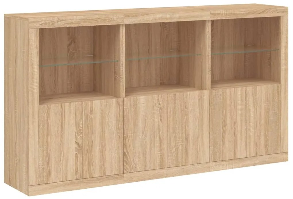 Aparador com luzes LED 181,5x37x100 cm carvalho sonoma