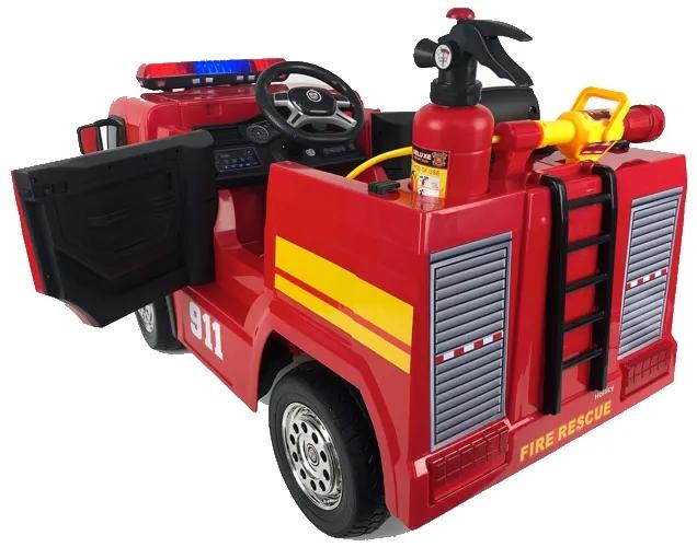 Camião de bombeiros Carro elétrico para crianças 12v, módulo de música, assento de couro, pneus de borracha EVA