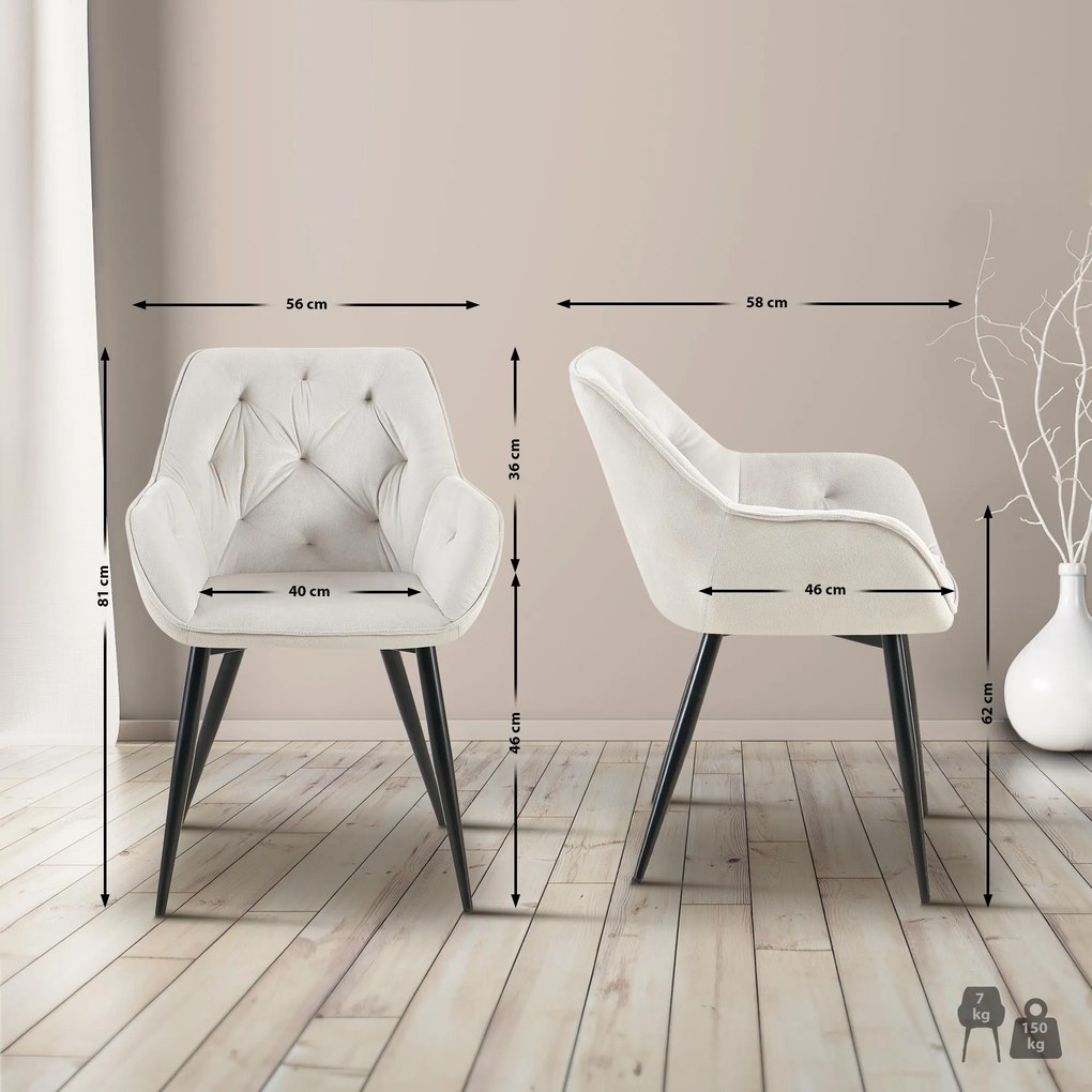 Cadeira de jantar Cassis Velvet Cinzento Claro