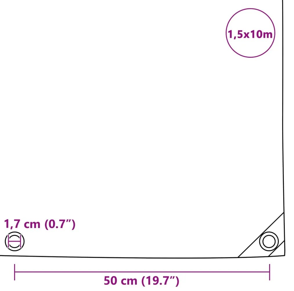 Lona 650 g/m² 1,5x10 m branco