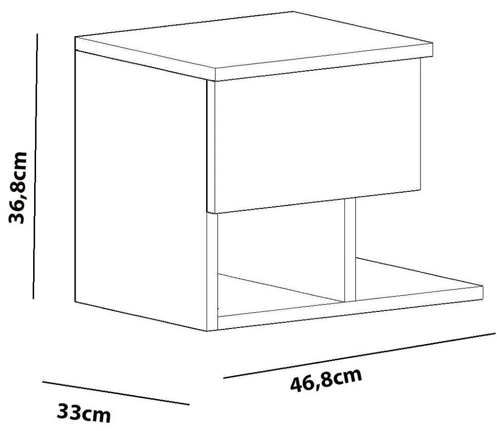 Mesa de Cabeceira "Yasso" – Branco - 46.8x33x36.8 cm – Design Moderno