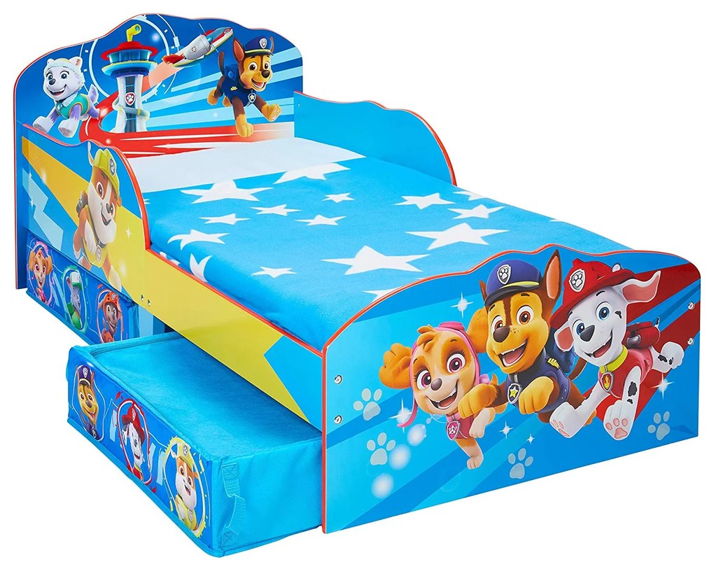 CAMA INFANTIL PATRULHA PATA + COLCHÃO E ALMOFADA 142 cm x 77 cm x 63 cm AZUL