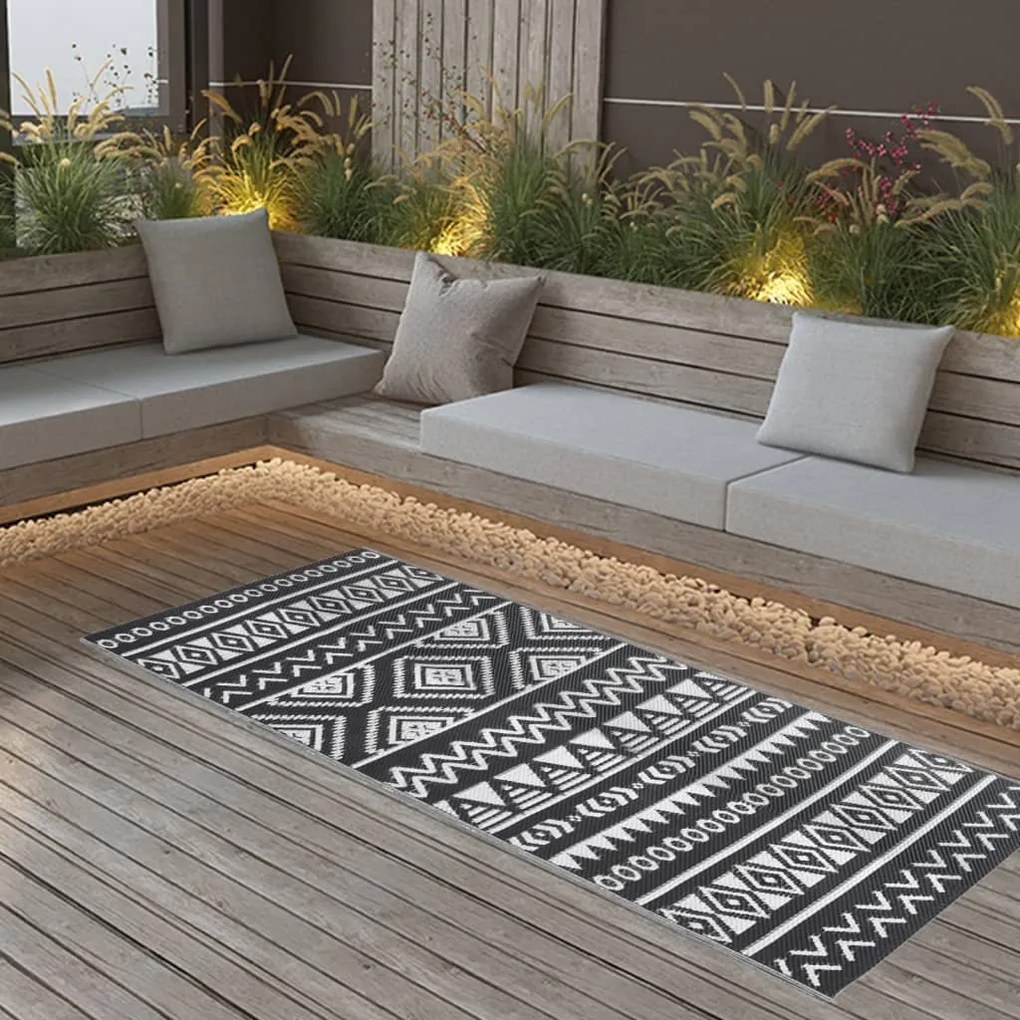 Tapete de exterior 80x150 cm PP preto