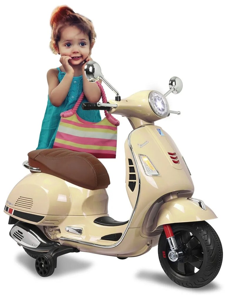 Mota elétrica infantil bateria 12V Vespa GTS 125 bege