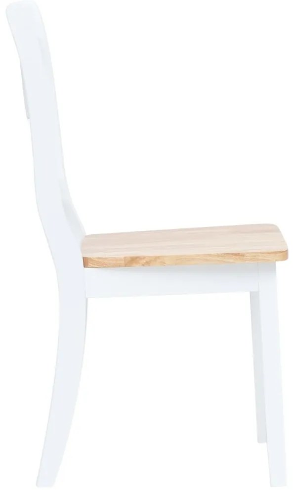 Cadeiras de jantar 2pcs seringueira maciça branco/madeira clara