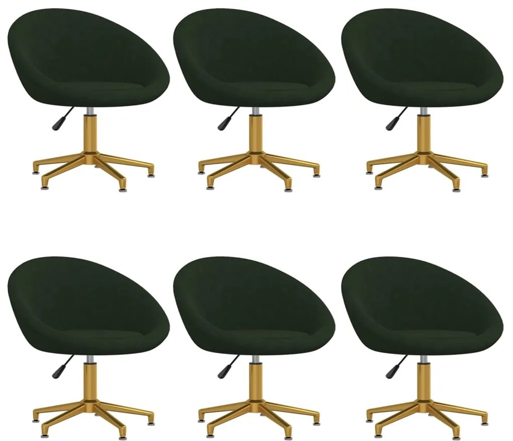 vidaXL Cadeiras de jantar 6 pcs veludo verde-escuro