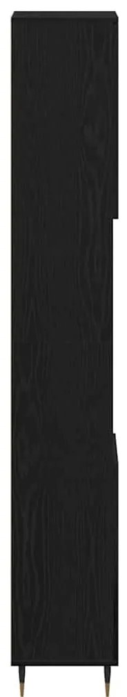 Armário de Banheiro vidaXL Preto Carvalho 30x30x190 cm Madeira Revesti