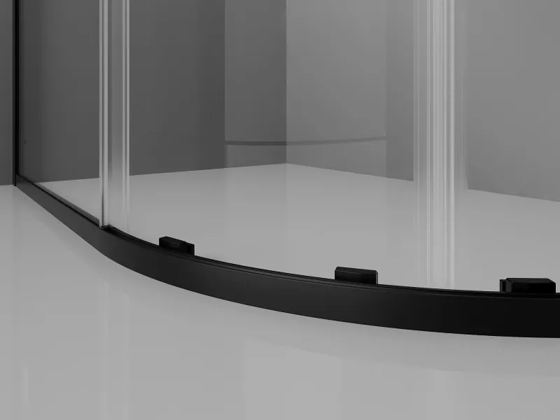 Mexen Exo-S Duo cabine de duche semicircular deslizante 90 x 90 cm, transparente, preta - 8132-090-090-70-00