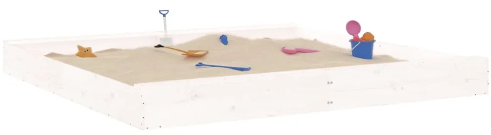 Caixa de areia quadrada com assentos pinho maciço branco