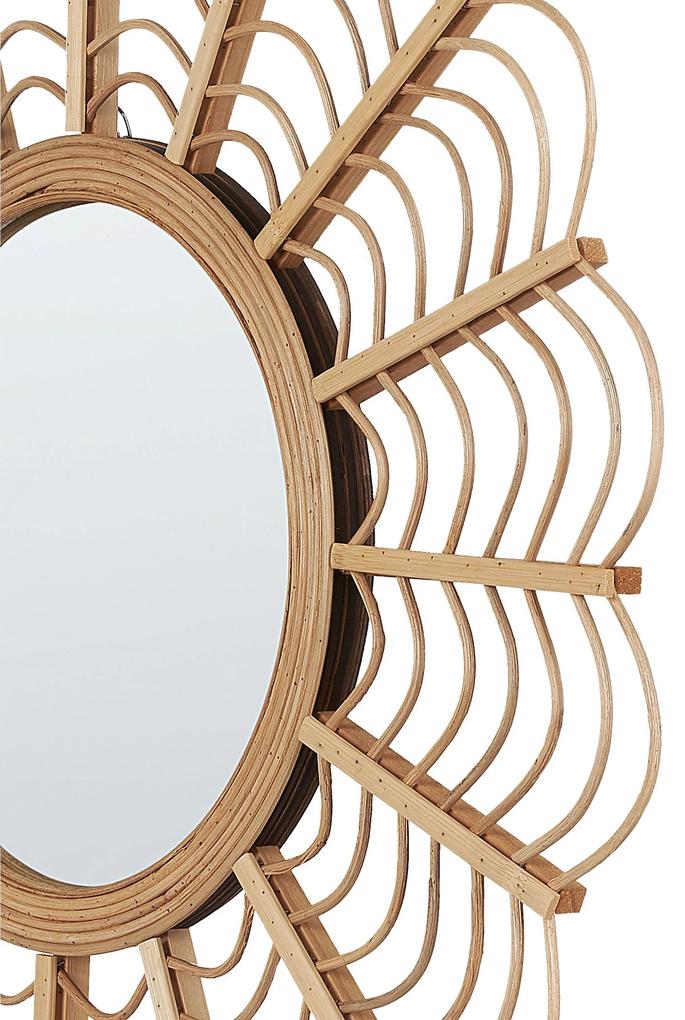 Espelho de parede redondo em bambu cor natural ⌀ 60 cm TUMBIT Beliani