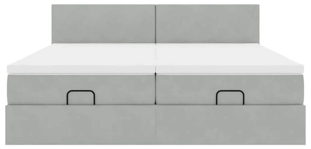Estrutura cama otomana colchões 180x200cm veludo cinzento claro
