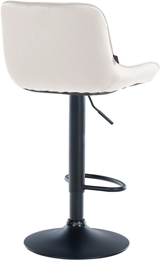 Banco alto em veludo com estrutura preta 85-106 x 49 x 51 cm cor creme