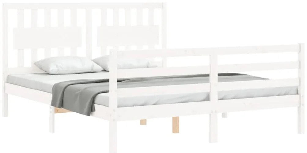 Estrutura de cama com cabeceira 160x200 cm madeira maciça