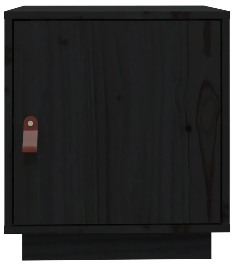 Mesas de cabeceira 2 pcs 40x34x45cm madeira pinho maciça preto