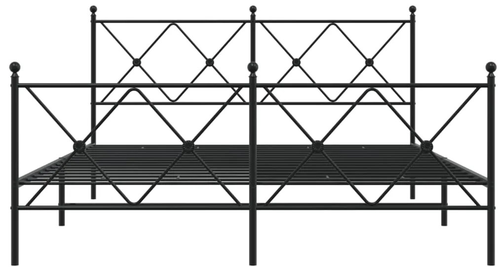 Estrutura de cama com cabeceira e pés 150x200 cm metal preto