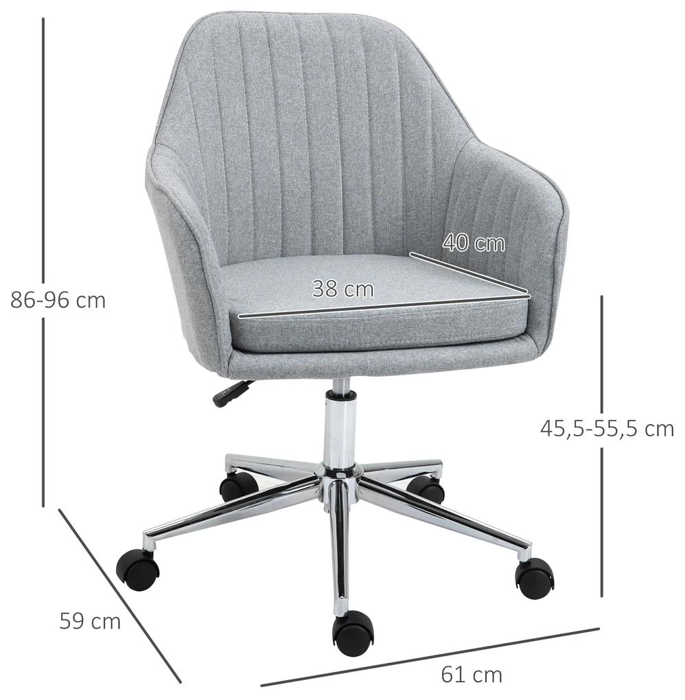 Cadeira de escritório ergonômica giratória ajustável em altura elegante Carga 120 kg 61x59x86-96 cm Cinza