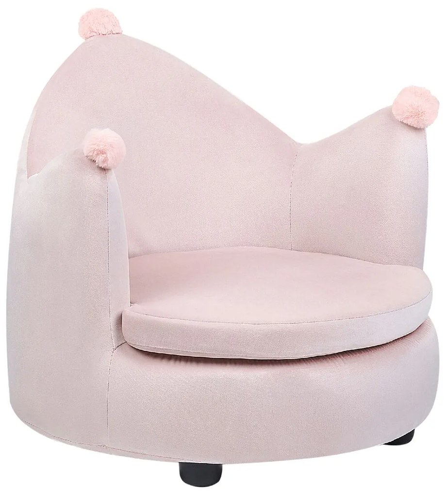 Poltrona para crianças com forma de coroa em veludo rosa VEGA Beliani