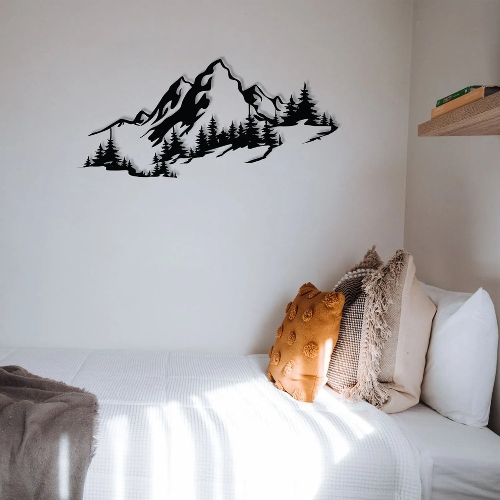 Acessório Decorativo de Parede em Metal Mountain – Preto – 67 x 30 cm