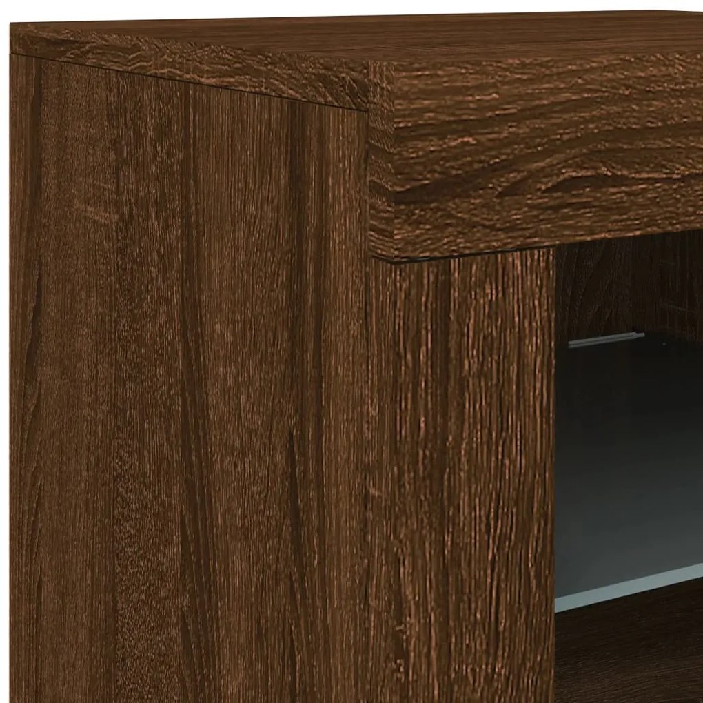 Aparador com luzes LED 60,5x37x67 cm carvalho castanho