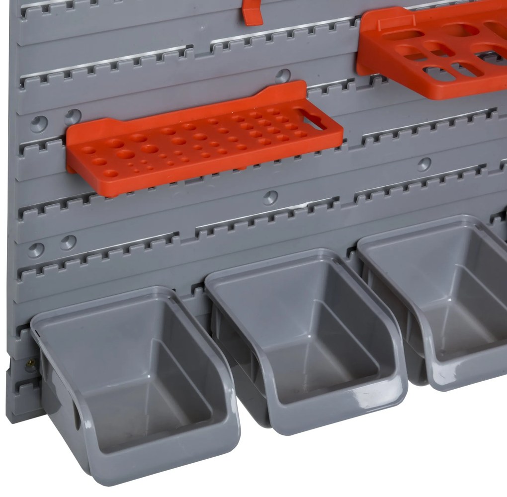 DURHAND Organizador de ferramentas com caixas e ganchos 63,5x22,5x95,5cm cinza e vermelho