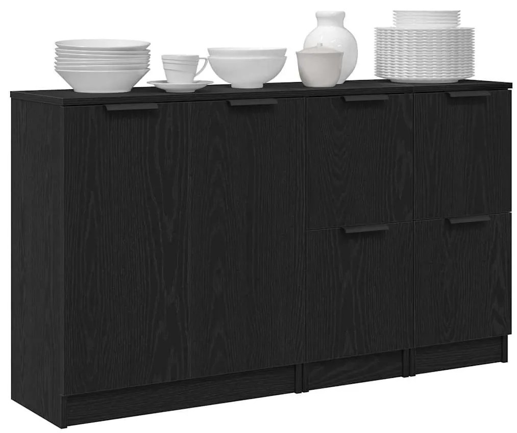 Buffets 3 pcs Madeira de carvalho preta