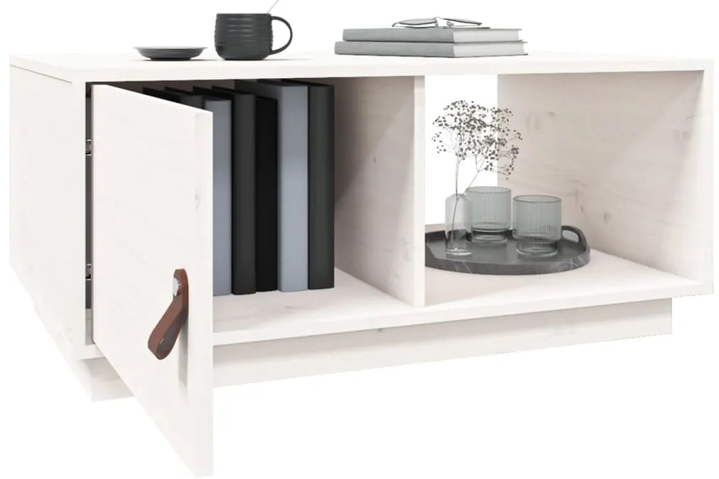 Mesa de centro 80x80x35,5 cm madeira de pinho maciça branco
