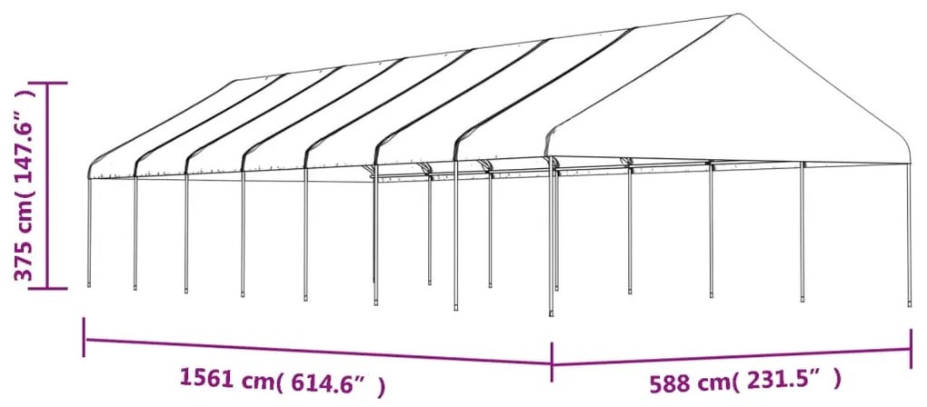 Gazebo com telhado 15,61x5,88x3,75 m polietileno branco