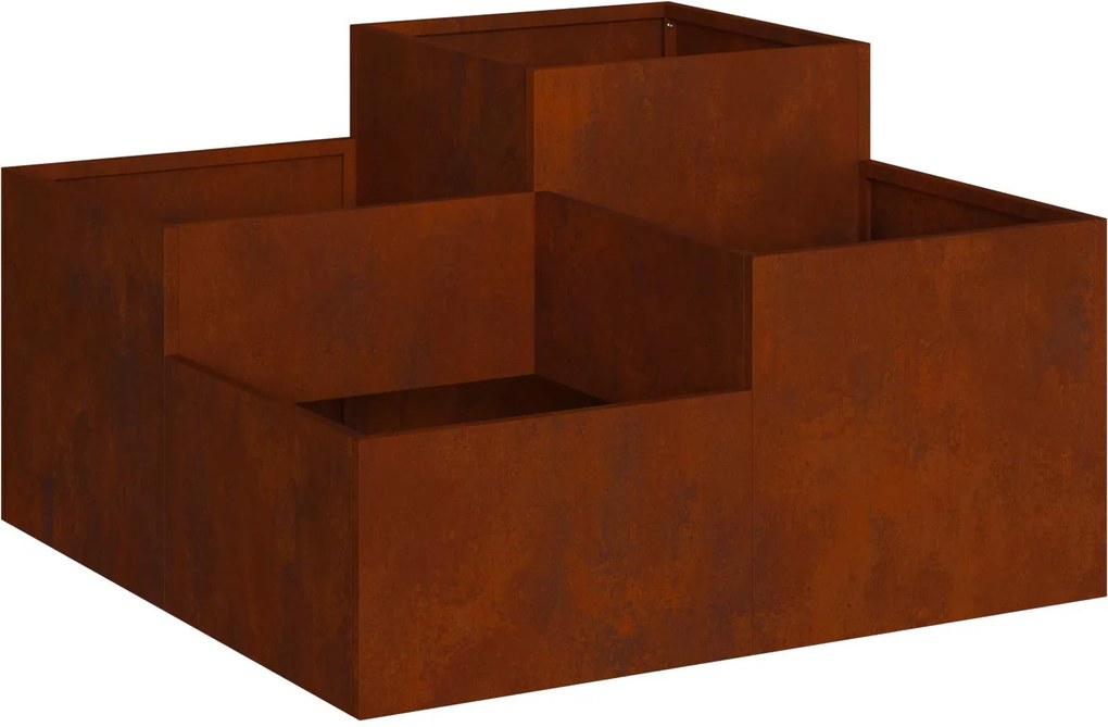 vidaXL Vaso de Jardim Ferro Enferrujado 80 x 80 x 48 cm