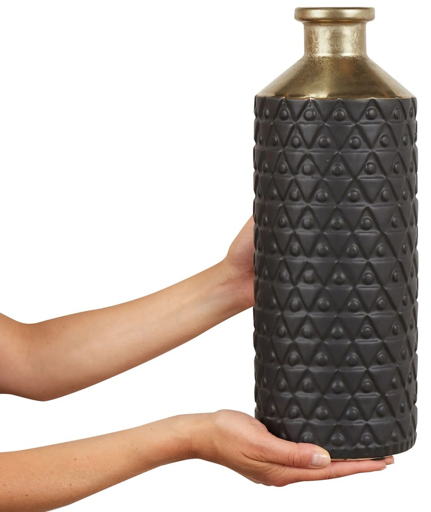 Vaso de cerâmica grés preta 39 cm ARSIN Beliani