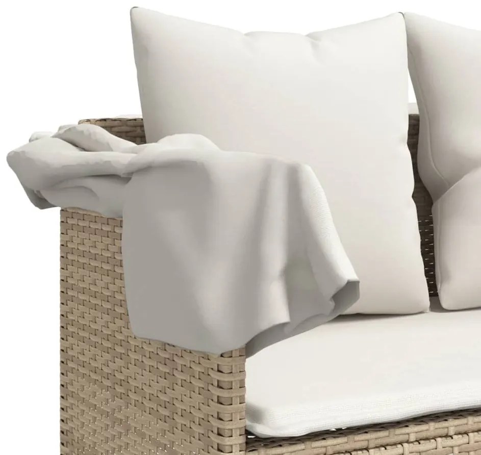 5 pcs conjunto de sofás p/ jardim com almofadões vime PE bege