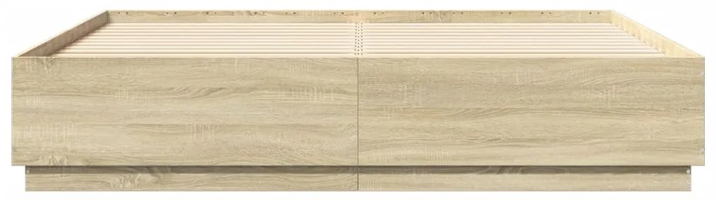 Estrutura de cama 200x200 cm derivados madeira carvalho sonoma