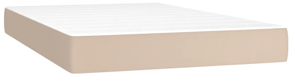 Cama box spring c/colchão/LED 120x200cm couro artif. cappuccino