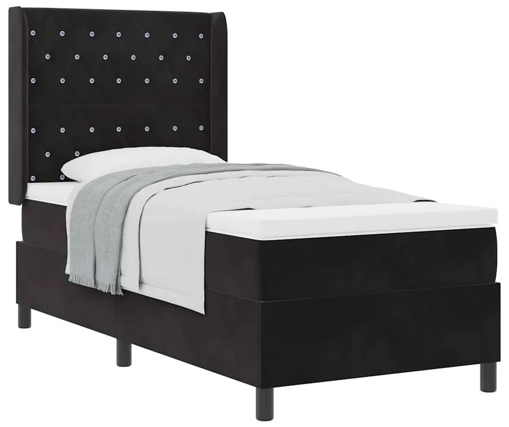 Cama Box Spring com Colchão vidaXL Preta 90x190 cm Veludo