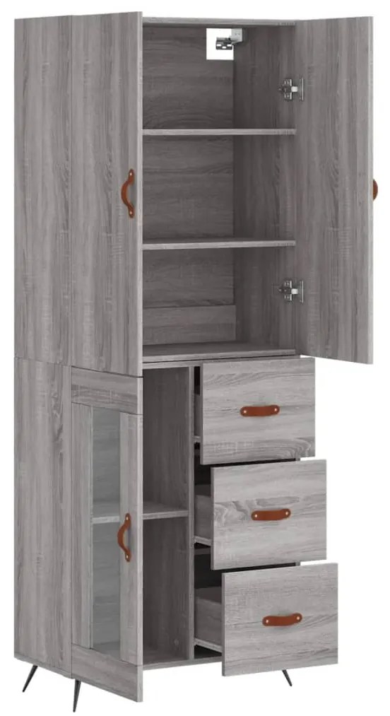 Armário alto 69,5x34x180 cm derivados de madeira sonoma cinza