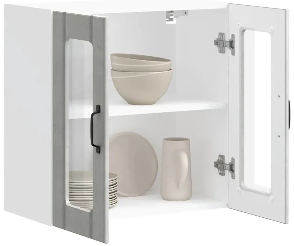 Armário de parede de cozinha porta vidro Lucca cinza cimento