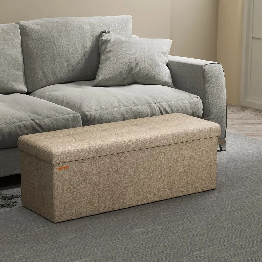 Banco com espaço de arrumação 38 x 110 x 38 cm castanho camelo