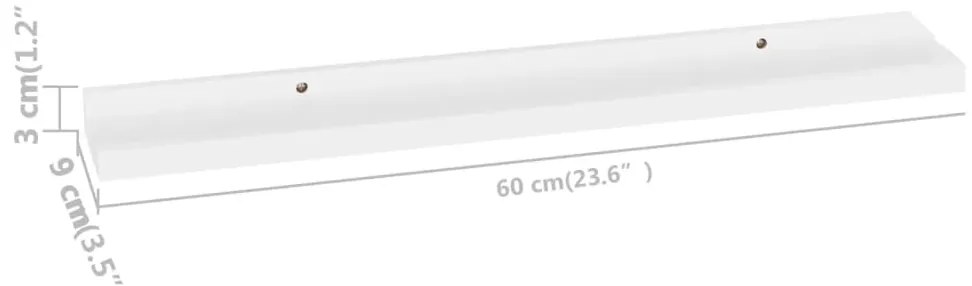 Prateleiras de parede 4 pcs 60x9x3 cm branco
