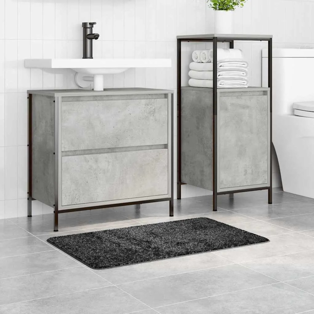 Tapete de Banho Rectangular Cinzento Escuro 50x80 cm Polipropileno Ant
