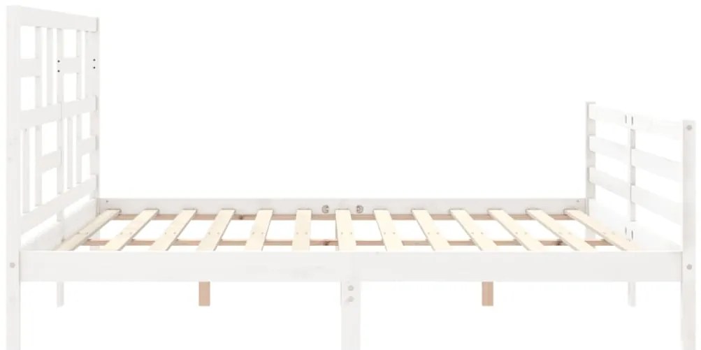 Estrutura de cama com cabeceira 200x200cm madeira maciça branco