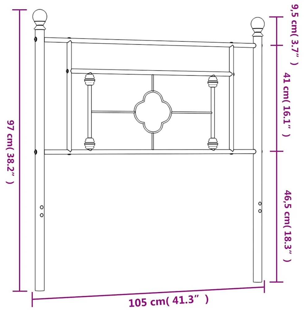 Cabeceira de cama 100 cm metal preto