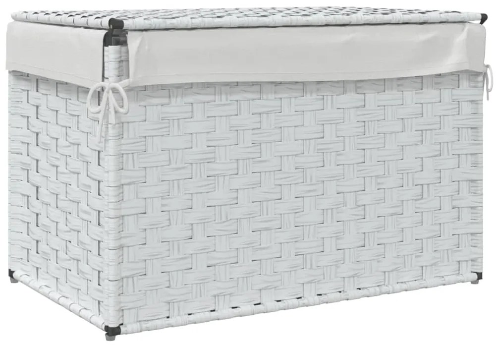 Cesto para roupa suja com tampa 55,5x35x34 cm vime PE branco