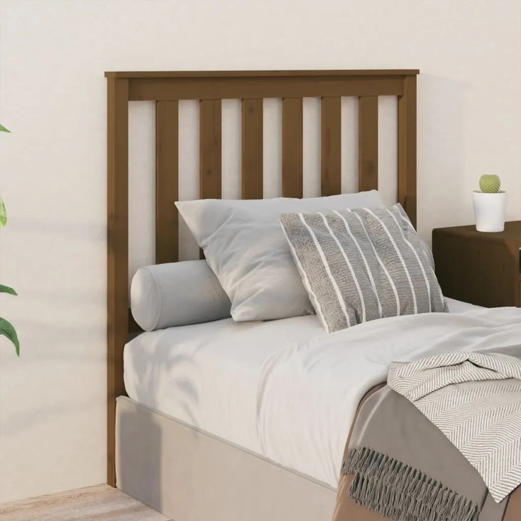 vidaXL Cabeceira de cama 96x6x101 cm pinho maciço castanho mel